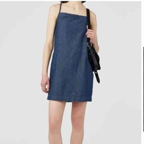 BDG Dark Blue Denim Spaghetti Straps Sleeveless Mini Dress Size Small - Picture 1 of 6